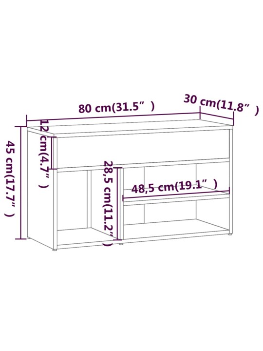 Lavice s botníkem hnědý dub 80 x 30 x 45 cm kompozitní dřevo