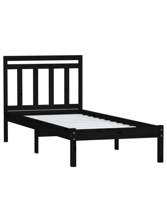 Rám postele černý 75 x 190 cm Small Single masivní dřevo