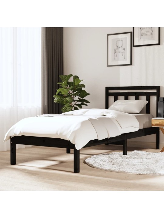 Rám postele černý 75 x 190 cm Small Single masivní dřevo