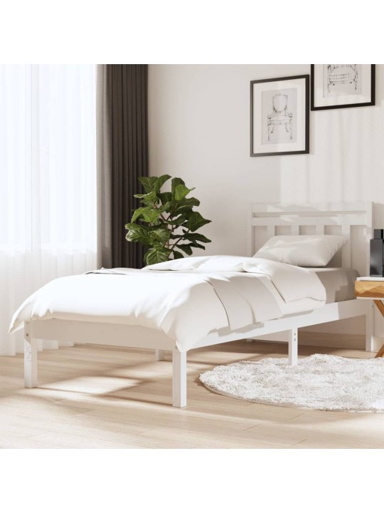 Rám postele bílý 90 x 190 cm Single masivní dřevo