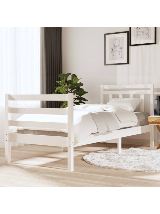 Rám postele bílý masivní dřevo 90 x 200 cm