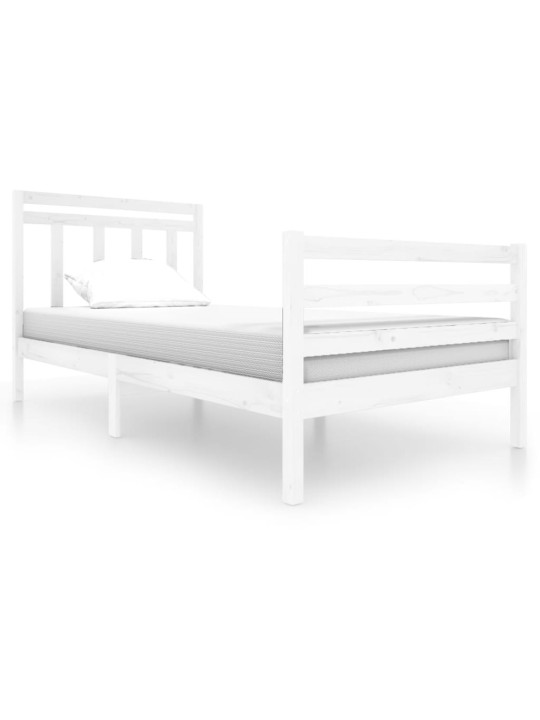 Rám postele bílý masivní dřevo 100 x 200 cm