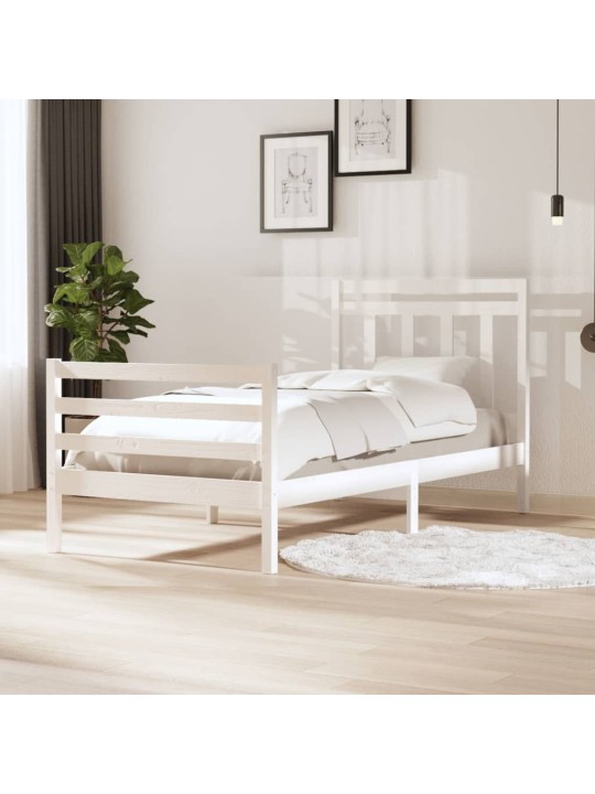 Rám postele bílý masivní dřevo 100 x 200 cm
