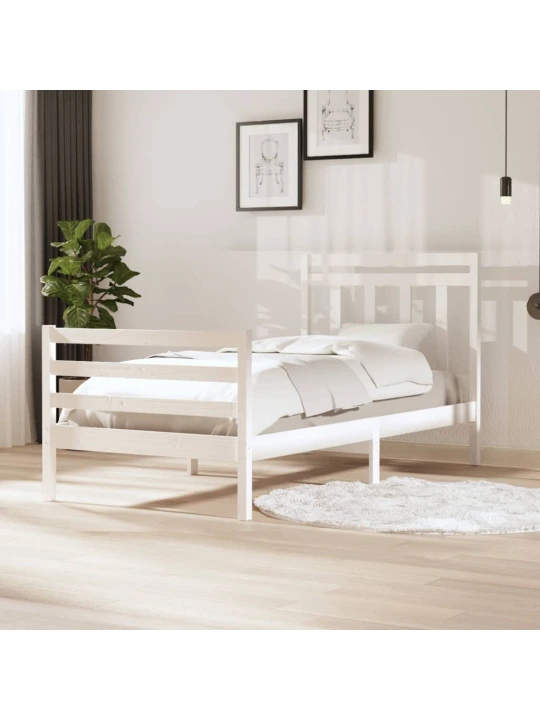 Rám postele bílý masivní dřevo 100 x 200 cm