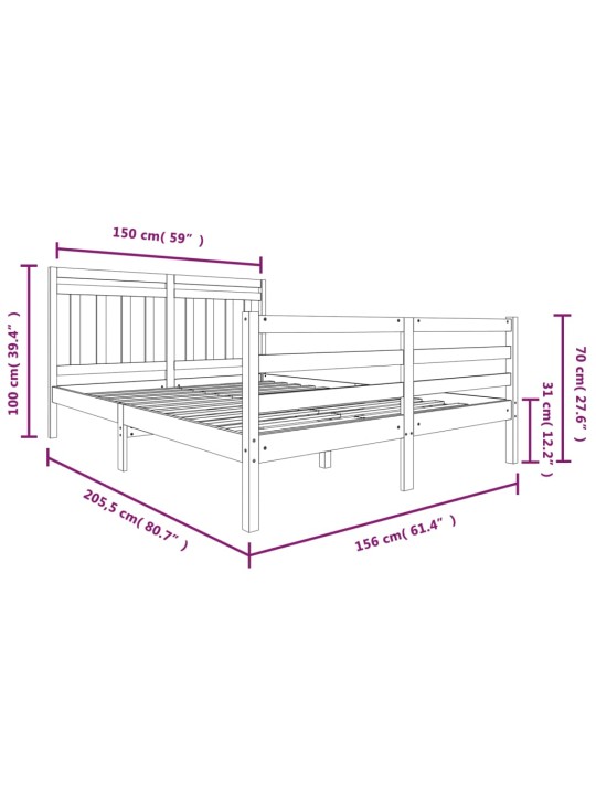 Rám postele 150 x 200 cm King Size masivní dřevo