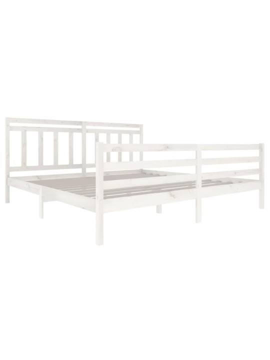 Rám postele bílý masivní dřevo 200 x 200 cm