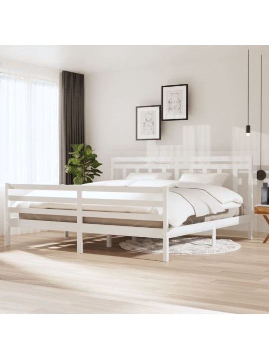 Rám postele bílý masivní dřevo 200 x 200 cm