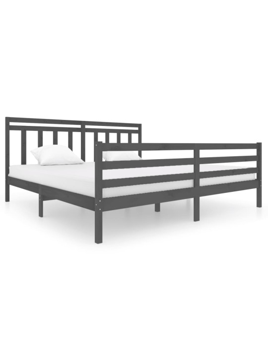 Rám postele šedý masivní dřevo 200 x 200 cm
