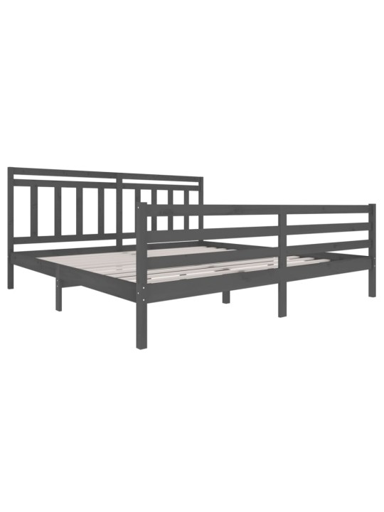Rám postele šedý masivní dřevo 200 x 200 cm