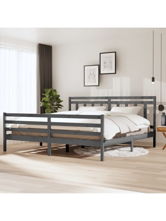 Rám postele šedý masivní dřevo 200 x 200 cm