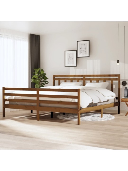 Rám postele medově hnědý masivní dřevo 200 x 200 cm