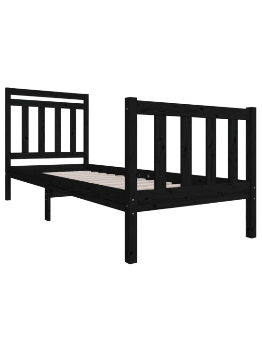 Rám postele černý 75 x 190 cm Small Single masivní dřevo