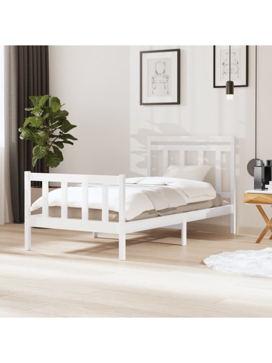 Rám postele bílý masivní dřevo 100 x 200 cm