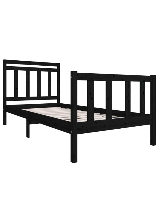 Rám postele černý masivní dřevo 100 x 200 cm