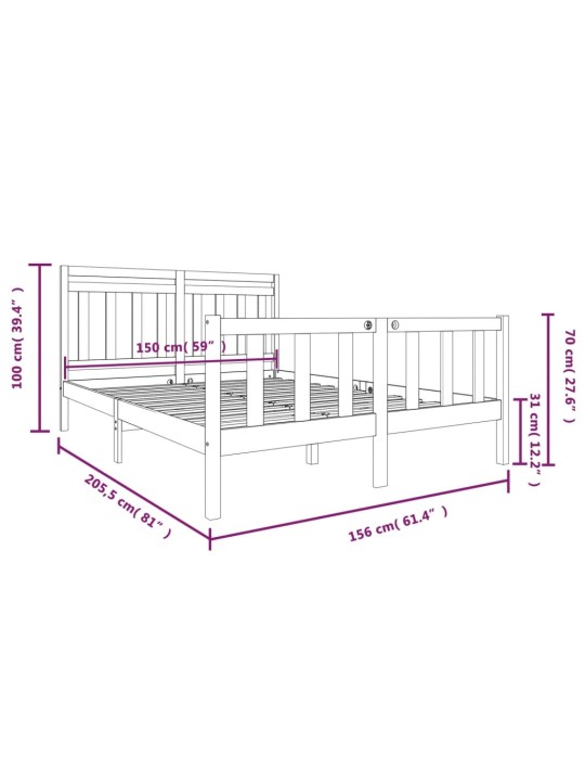 Rám postele 150 x 200 cm King Size masivní dřevo