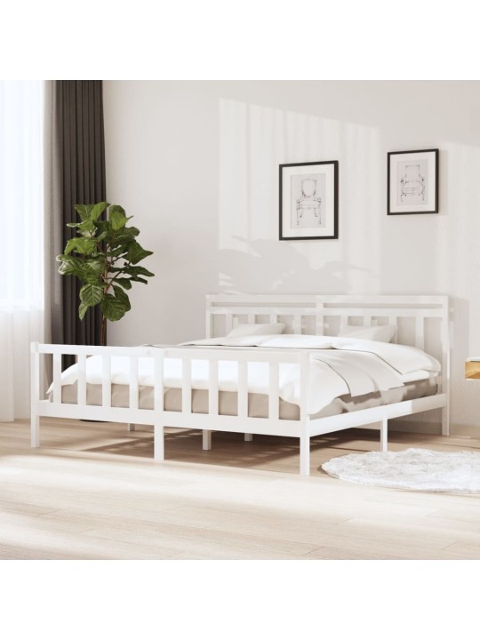 Rám postele bílý masivní dřevo 200 x 200 cm