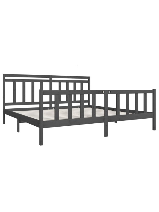 Rám postele šedý masivní dřevo 200 x 200 cm