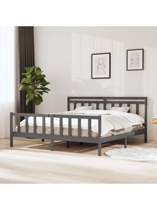Rám postele šedý masivní dřevo 200 x 200 cm