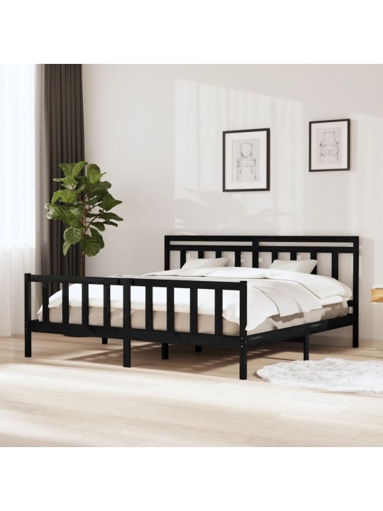 Rám postele černý masivní dřevo 200 x 200 cm