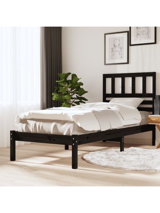 Rám postele černý 75 x 190 cm Small Single masivní borovice
