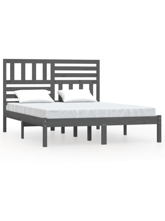 Rám postele šedý 135 x 190 cm masivní borovice Double