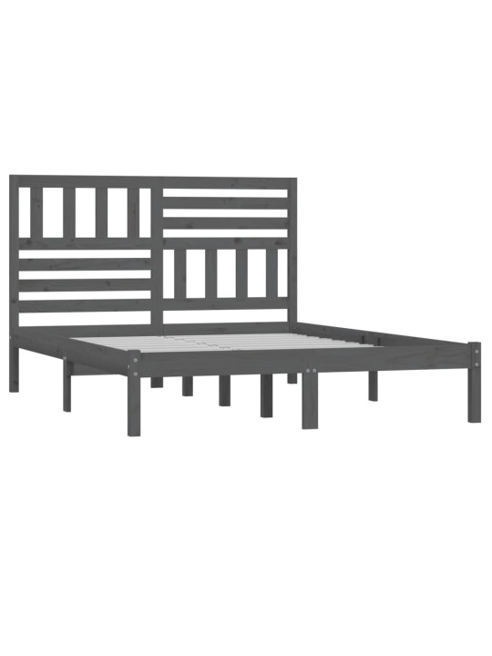 Rám postele šedý 150 x 200 cm masivní borovice King Size