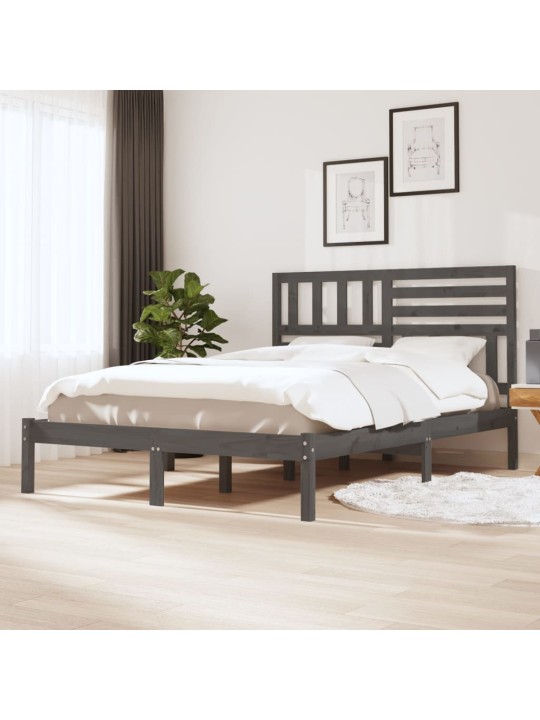 Rám postele šedý 150 x 200 cm masivní borovice King Size