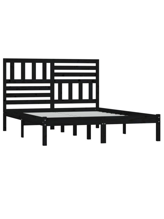 Rám postele černý 150 x 200 cm King Size masivní borovice