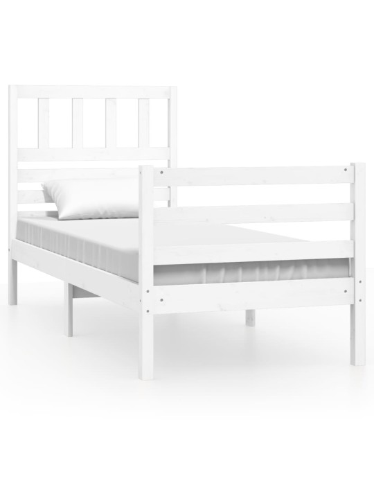 Rám postele bílý 75 x 190 cm Small Single masivní dřevo