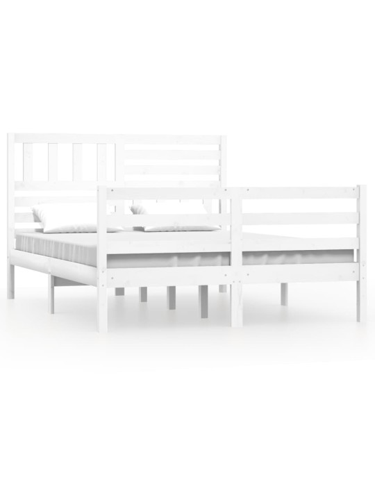 Rám postele bílý 150 x 200 cm King Size masivní dřevo