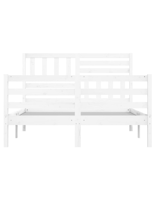 Rám postele bílý 150 x 200 cm King Size masivní dřevo