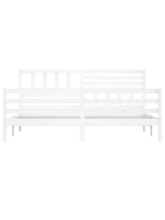 Rám postele bílý 180 x 200 cm Super King masivní dřevo