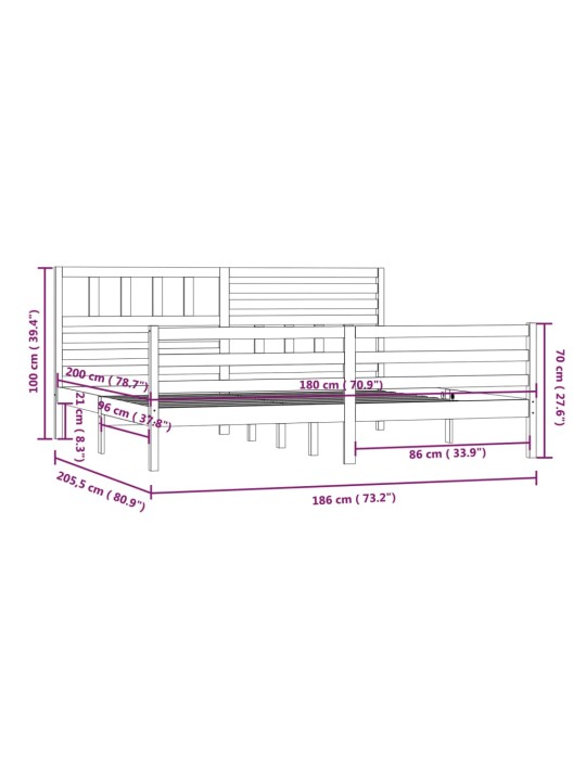 Rám postele bílý 180 x 200 cm Super King masivní dřevo