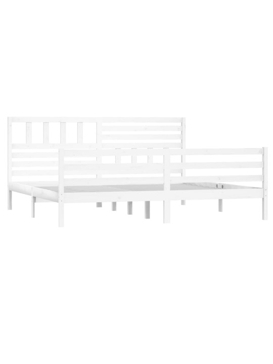 Rám postele bílý masivní dřevo 200 x 200 cm