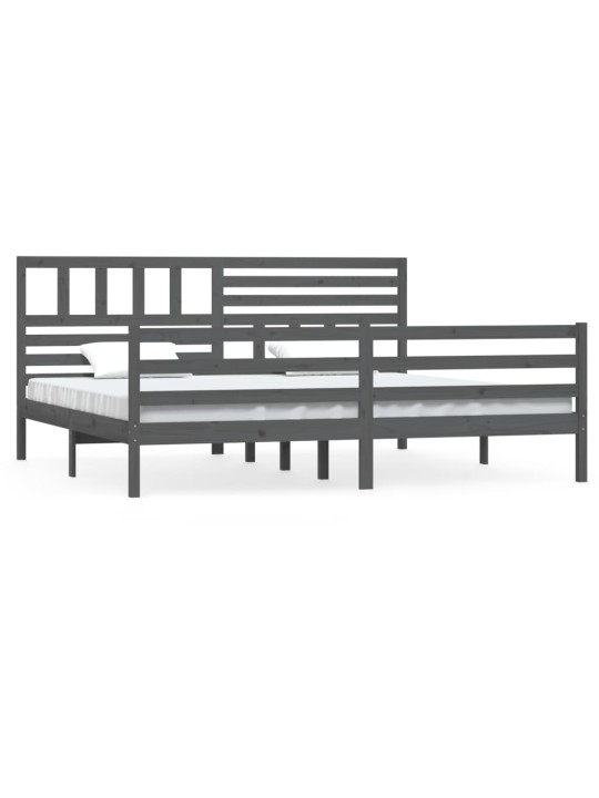 Rám postele šedý masivní dřevo 200 x 200 cm