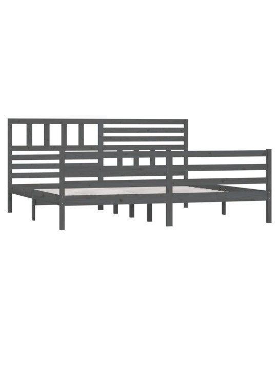 Rám postele šedý masivní dřevo 200 x 200 cm