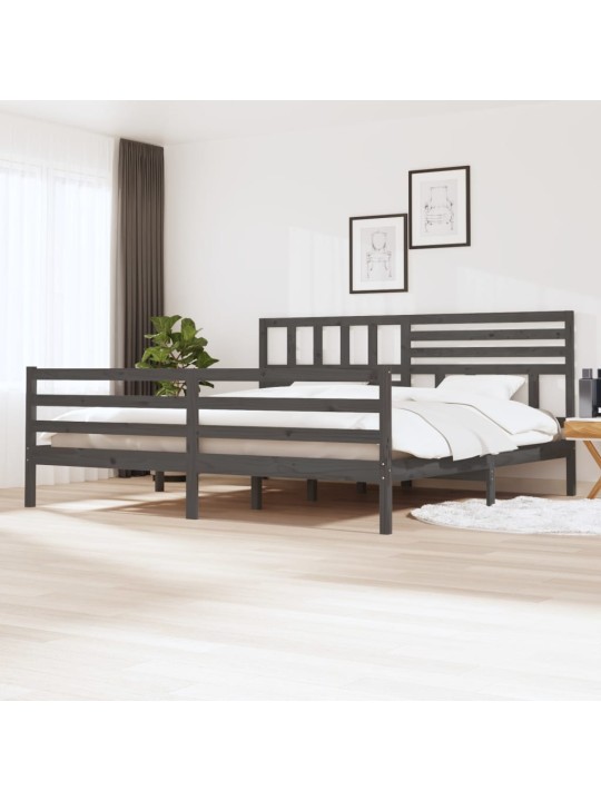 Rám postele šedý masivní dřevo 200 x 200 cm