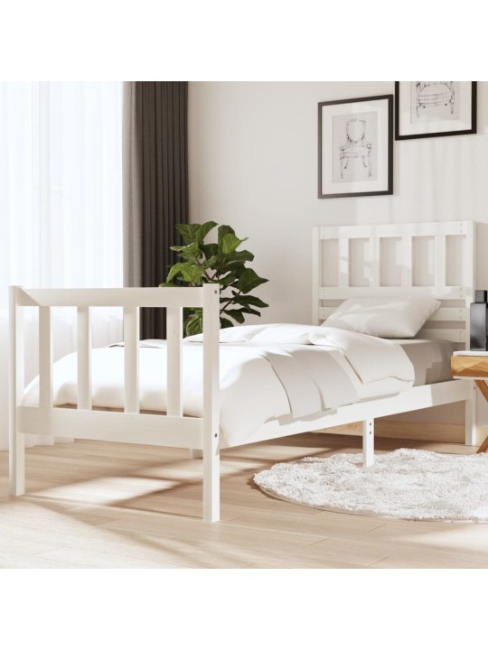 Rám postele bílý 75 x 190 cm Small Single masivní dřevo