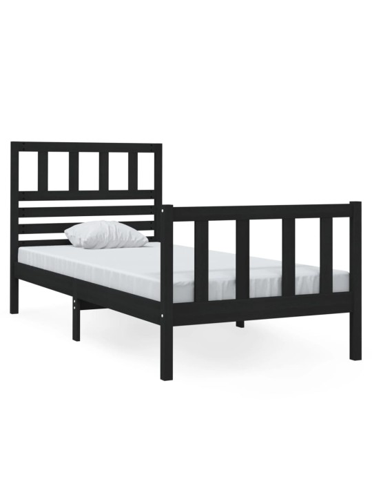 Rám postele černý 75 x 190 cm Small Single masivní dřevo