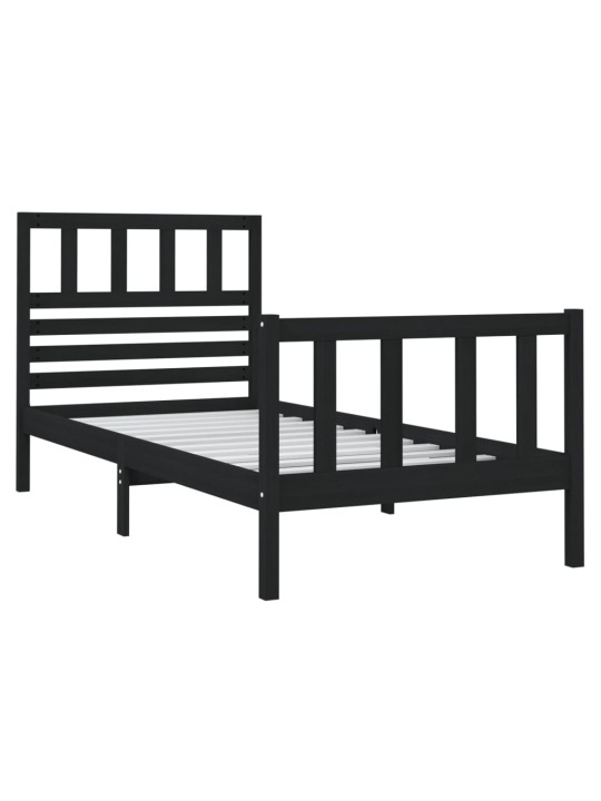 Rám postele černý 75 x 190 cm Small Single masivní dřevo