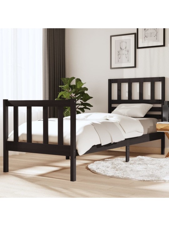 Rám postele černý 75 x 190 cm Small Single masivní dřevo
