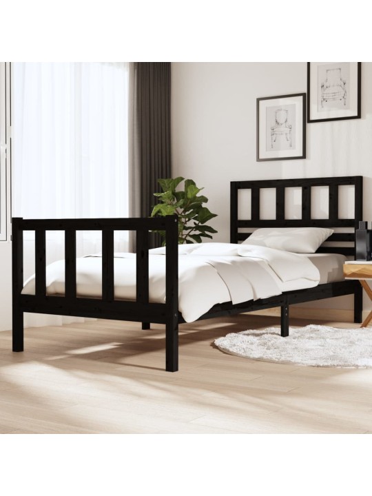 Rám postele černý masivní dřevo 100 x 200 cm