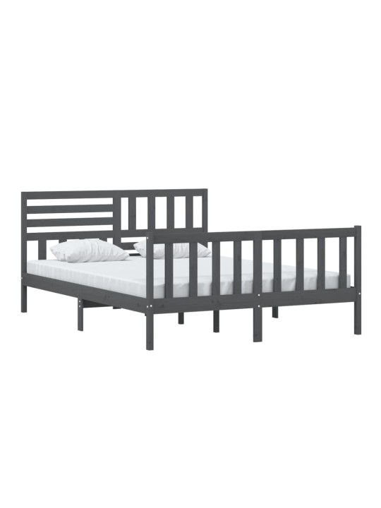 Rám postele šedý 150 x 200 cm King Size masivní dřevo