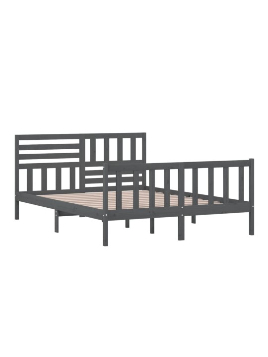 Rám postele šedý 150 x 200 cm King Size masivní dřevo