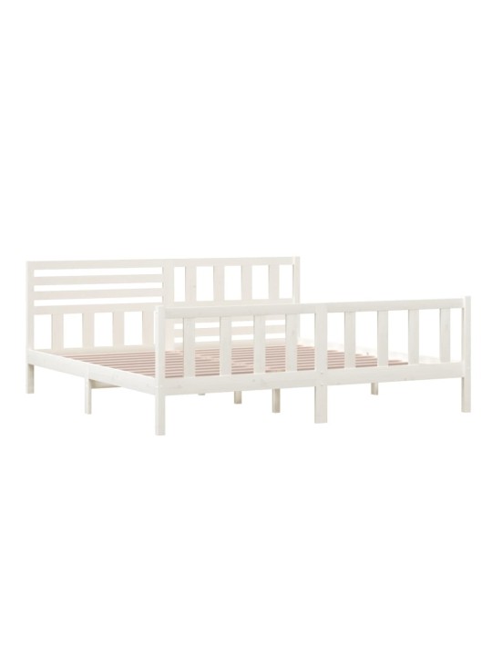 Rám postele bílý masivní dřevo 200 x 200 cm