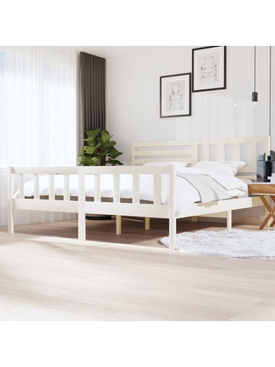 Rám postele bílý masivní dřevo 200 x 200 cm