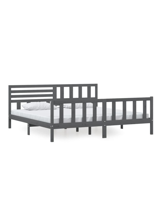 Rám postele šedý masivní dřevo 200 x 200 cm