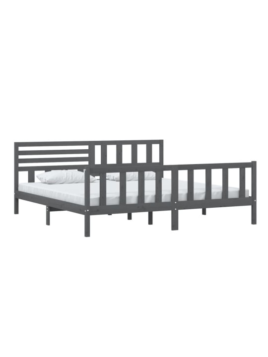 Rám postele šedý masivní dřevo 200 x 200 cm