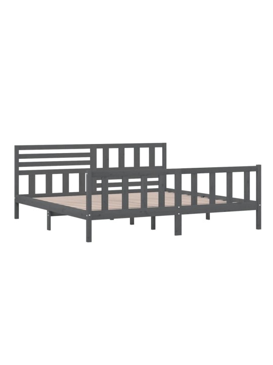 Rám postele šedý masivní dřevo 200 x 200 cm