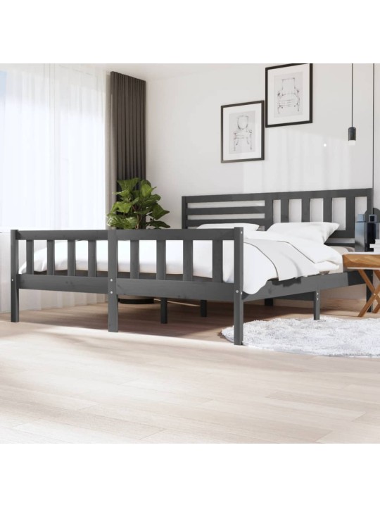 Rám postele šedý masivní dřevo 200 x 200 cm